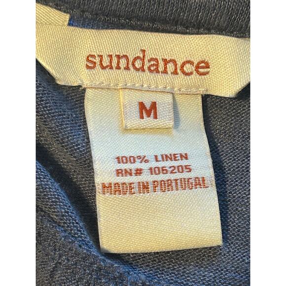 Sundance blue Honey Creek Linen Pintuck Henley Shirttail Hem Long Sleeve M - Picture 6 of 7